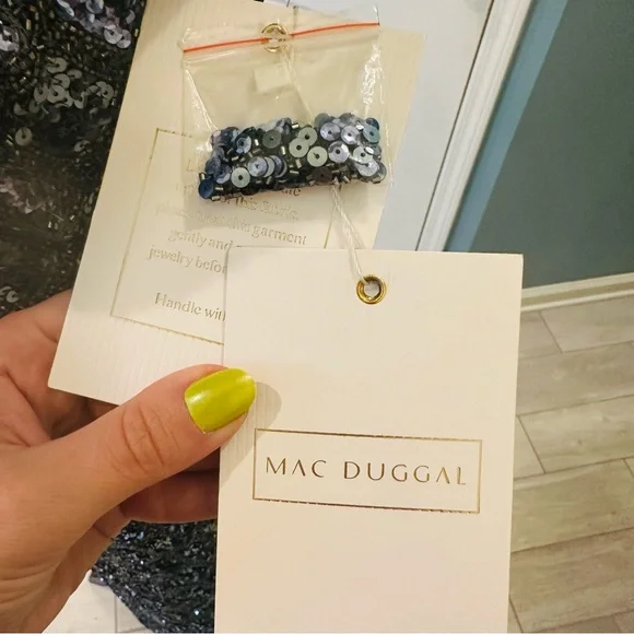 NWT Mac Duggal Sz 6 5479 Embellished One Shoulder Asymmetrical Gown Slate $798 - Picture 5 of 17